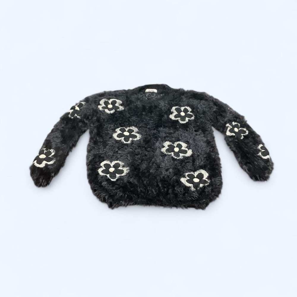 Floral Patterned Fuzzy Sweater